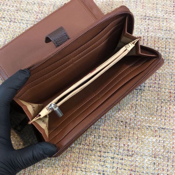 W STONE MOUNTAIN Brown Leather Check Book 20 Card Slips 4 Billfolds Long Wallet - Picture 10 of 17